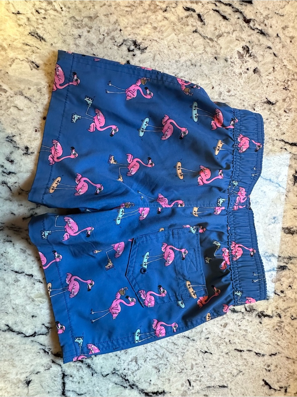 Abercrombie & Fitch Blue Shorts with Pink Flamingo Print - Picture 2 of 6